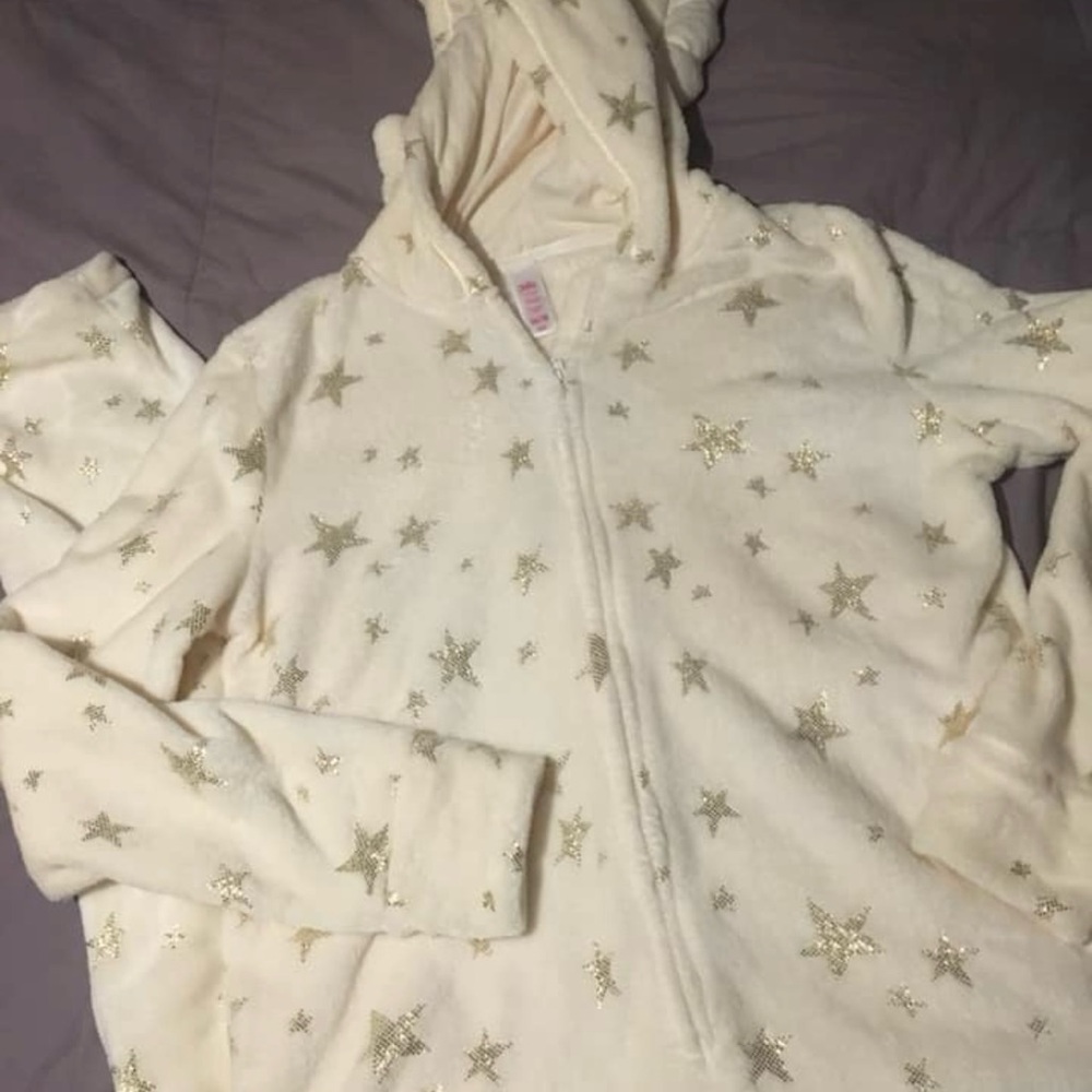 Justice Cream Hoodie with Gold Stars